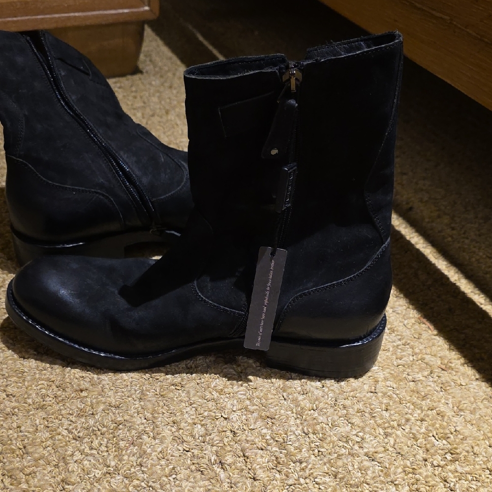Won Hundred Hundred Black Leather Ankle Boots Made In Italy Bnwt